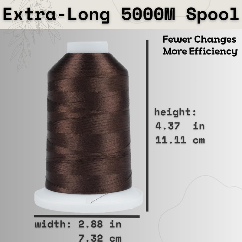 simthread Trilobal Polyester Thread – 5000M (5500yds) No.40 – Super Sheen, Tangle-Free – Built-in Thread Lock Spool – Compatible with Brother, Singer, Janome & More, Dark Brown-058 - Image 3